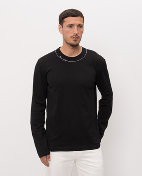 Dolce&Gabbana Черный лонгслив с контрастной вышивкой логотипа G8SD2ZG7P9O