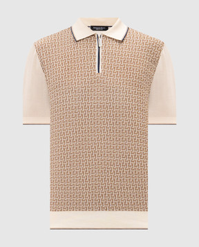 Stefano Ricci Бежеве поло з шовком у візерунок K414016P31F26167