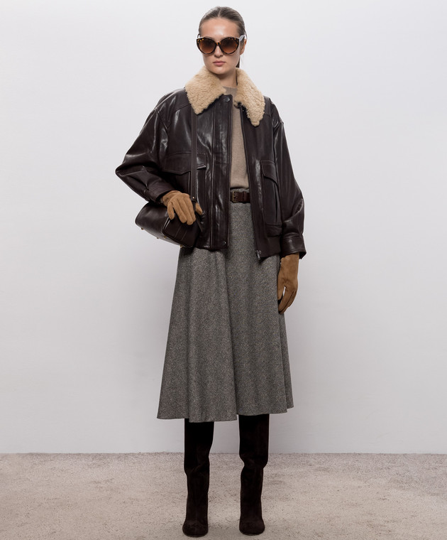 Max Mara Серая юбка PALAZZI с шерстью MSTPALAZZI изображение 2