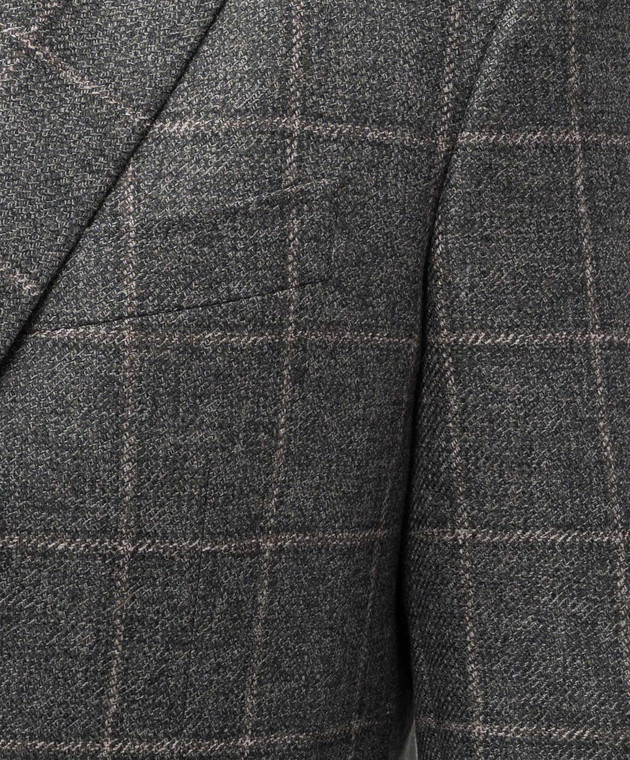 Canali Зелений піджак з вовни в клітинку CF0279823275 зображення 5