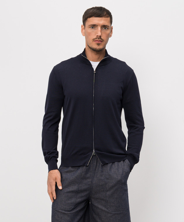 Cashmere&Whiskey Синій кардиган із шовком MU9682318517R зображення 3