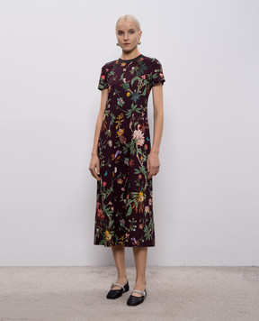 La DoubleJ Бордова сукня міді в принт DRE0247JER002ZOF02