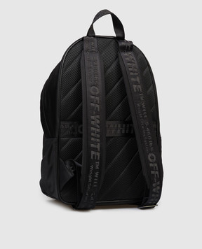 Off-White Чорний рюкзак з принтом логотипа та емблеми OMNB126C99FAB001