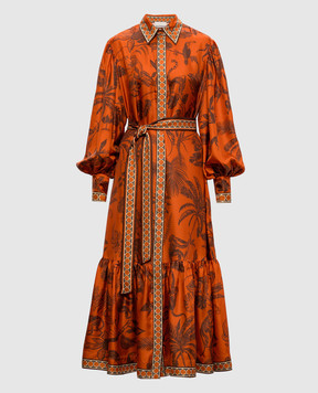 Alemais Помаранчева сукня-сорочка Monkey Dance із шовку 6882D