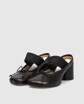 Maison Margiela MM6 Чорні шкіряні мюлі Anatomic з бантом S59WP0210P3628