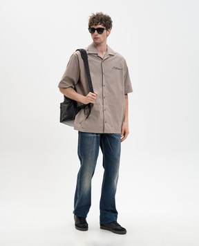 Off-White Серая рубашка с эмблемой Type Arrow 44XGG01FS26F005