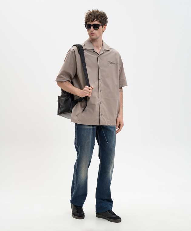 Off-White Серая рубашка с эмблемой Type Arrow 44XGG01FS26F005 изображение 2