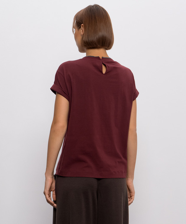 Brunello Cucinelli Бордовая футболка с цепочкой мониль MPT18BD200 изображение 4