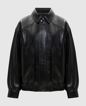 Babe Pay Pls Черная кожаная куртка с драпировкой 2533PUFF