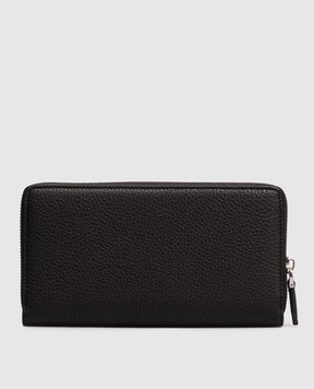 Dolce&Gabbana Чорний шкіряний гаманець з фактурною монограмою BP1672A0370