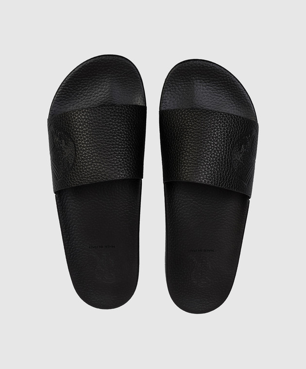 Stefano Ricci Черные кожаные слайдеры UG31G760VD изображение 4