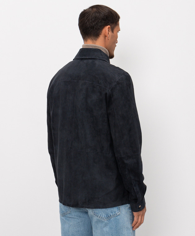 Cashmere&Whiskey Синяя замшевая куртка в стиле рубашки 22254500332 изображение 4