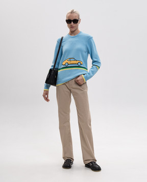 JW Anderson Голубой свитер из хлопка KW1623YN0515