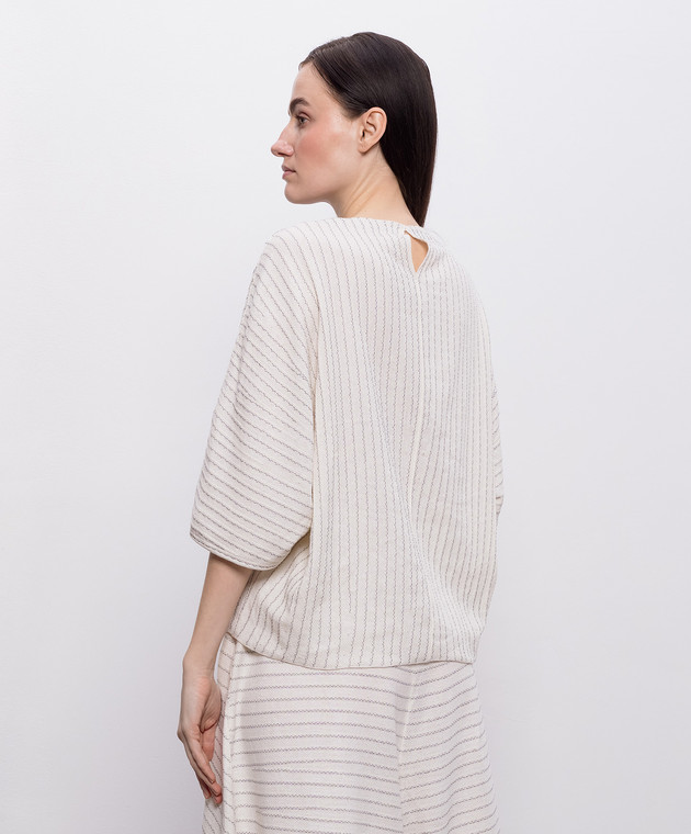 BOBOUTIC Топ кольору айворі із шовку та льону 5021 зображення 4