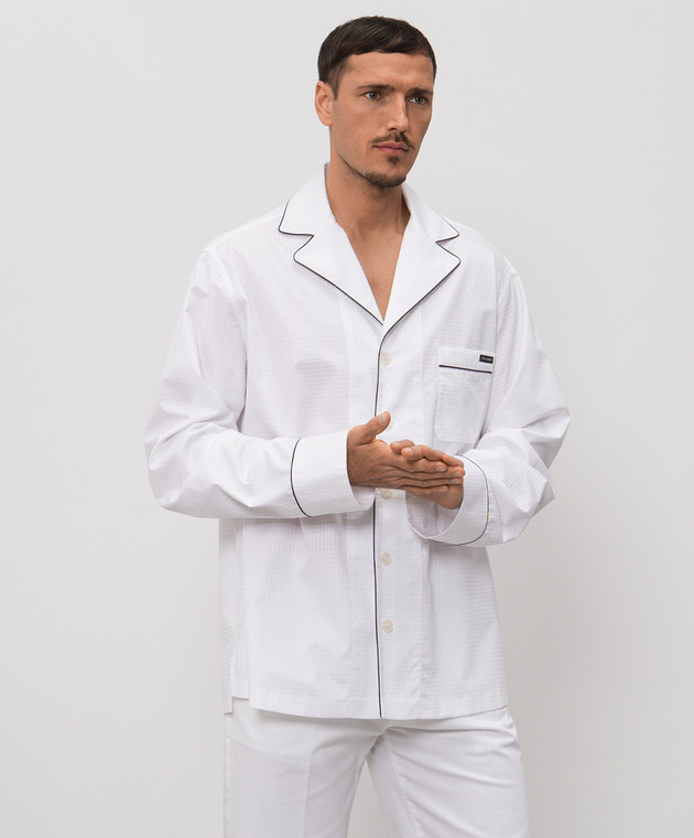 Dolce&Gabbana Біла сорочка в піжамному стилі в клітинку G5OI9TFU5YX зображення 2