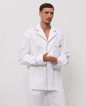 Dolce&Gabbana Біла сорочка в піжамному стилі в клітинку G5OI9TFU5YX