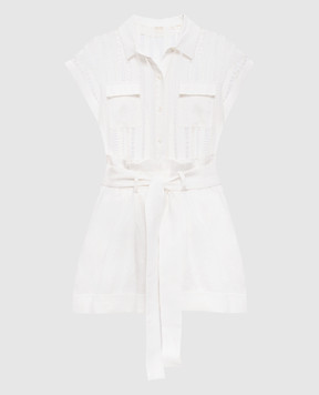 Christy Lynn Білий комбінезон Madeleine з льоном CLJS12N22