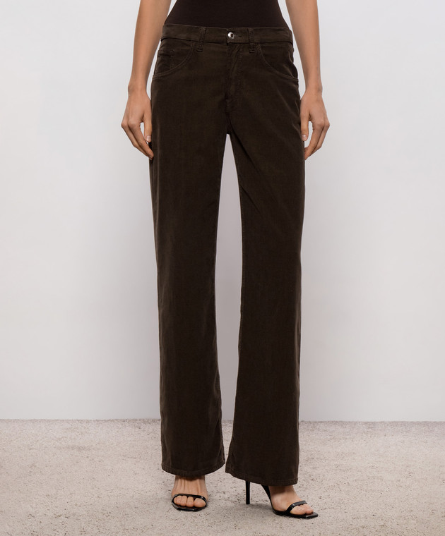 Dondup Коричневые вельветовые брюки Jacklyn Gioie DP427VS0030DBM5W изображение 3