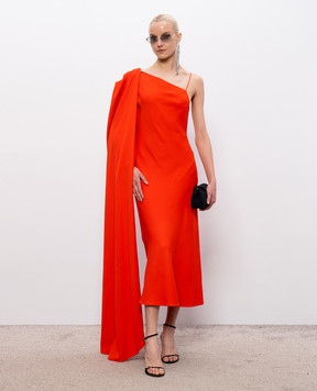 Balenciaga Красное платье на одно плечо из шелка и шерсти 872272TUT55