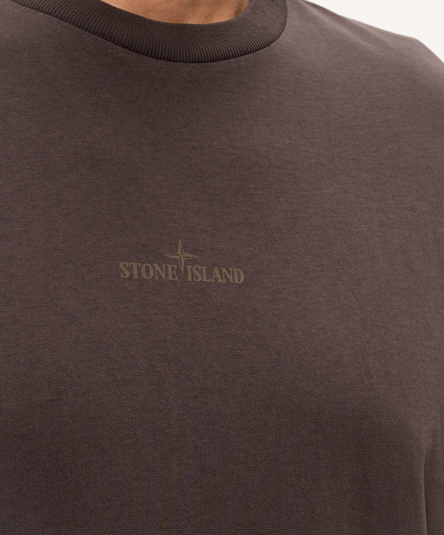 Stone Island Коричневая футболка с принтом логотипа L2S152100001S0E19 изображение 5