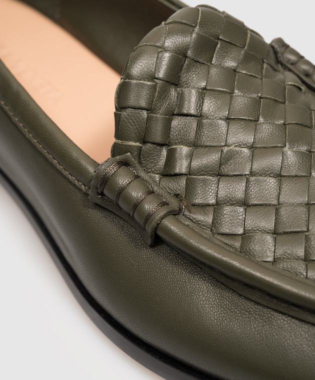 Bottega Veneta Зеленые кожаные лоферы Silenzio 876126VBSDO изображение 5