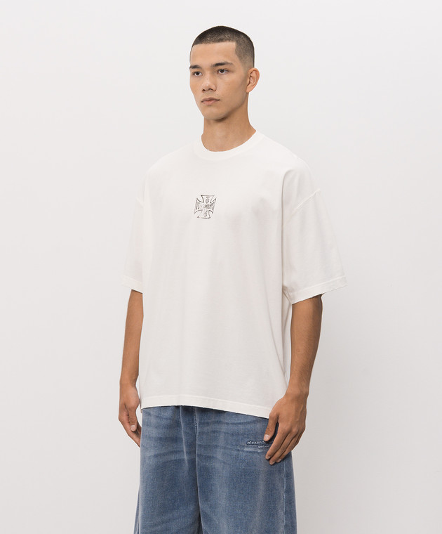 Vetements Футболка кольору айворі з принтом MH27TR196W зображення 3