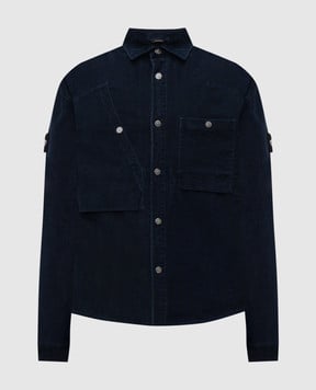 Stone Island Синя вельветова сорочка з логотипом K2S151100008S0J10