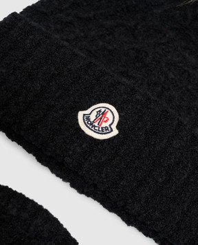Moncler ENFANT Детский черный комплект из шапки и бафа L29543G00008N1218