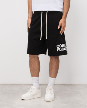 Comme des Fuckdown Чорні шорти з вставкою логотипа FMS6CFABM01928