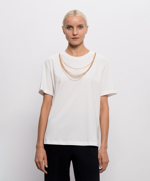 Twinset Белая футболка с цепочками 262AP2460 изображение 3