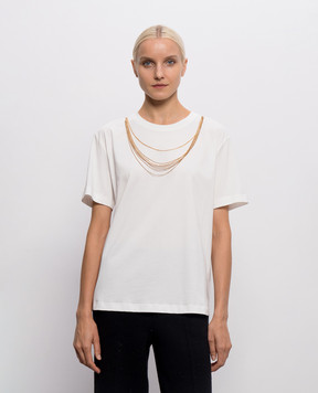 Twinset Белая футболка с цепочками 262AP2460