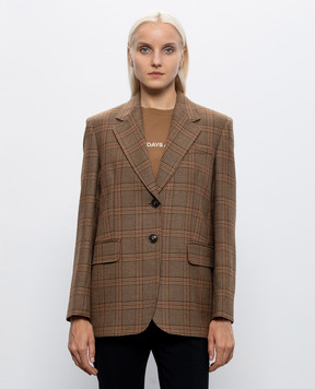 Max Mara Коричневий жакет TALCA з вовни в клітинку MSTALCA