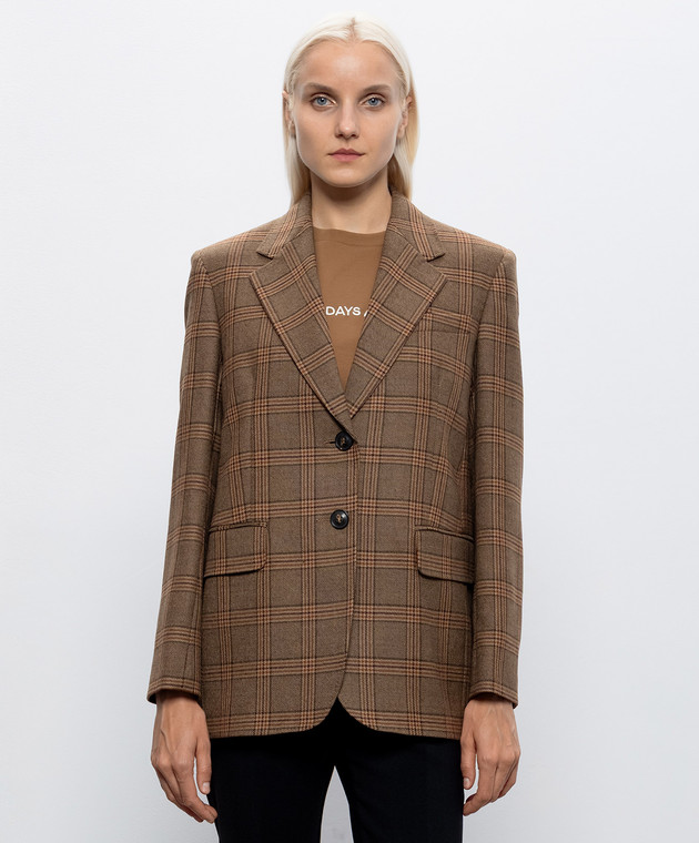 Max Mara Коричневий жакет TALCA з вовни в клітинку MSTALCA зображення 3