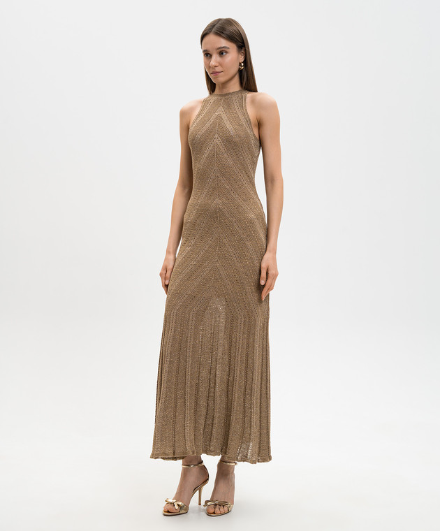 Twinset Коричнева сукня з льоном 261TT3213 зображення 2