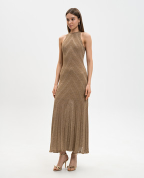 Twinset Коричнева сукня з льоном 261TT3213