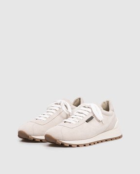 Brunello Cucinelli Сірі замшеі кросівки з ланцюжком моніль MZSFG2110