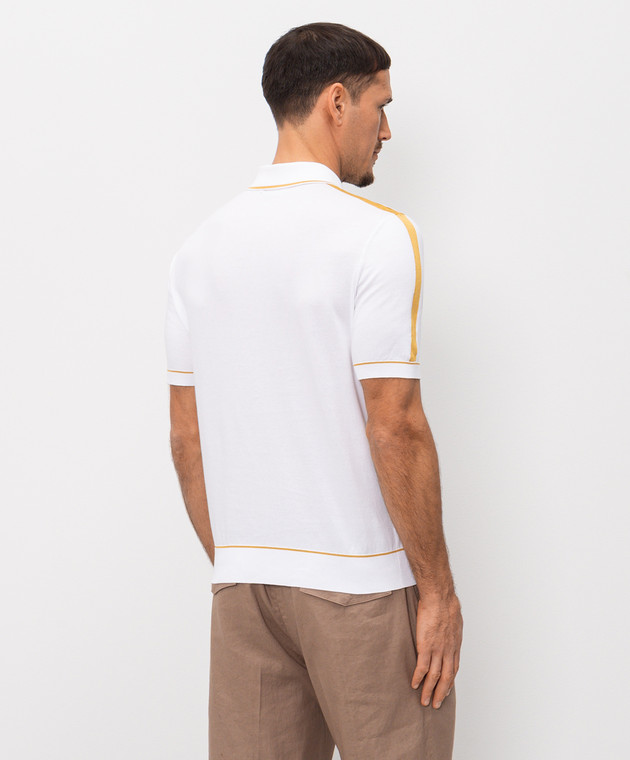 Stefano Ricci Белое поло с шелком K818119P31F26285 изображение 4