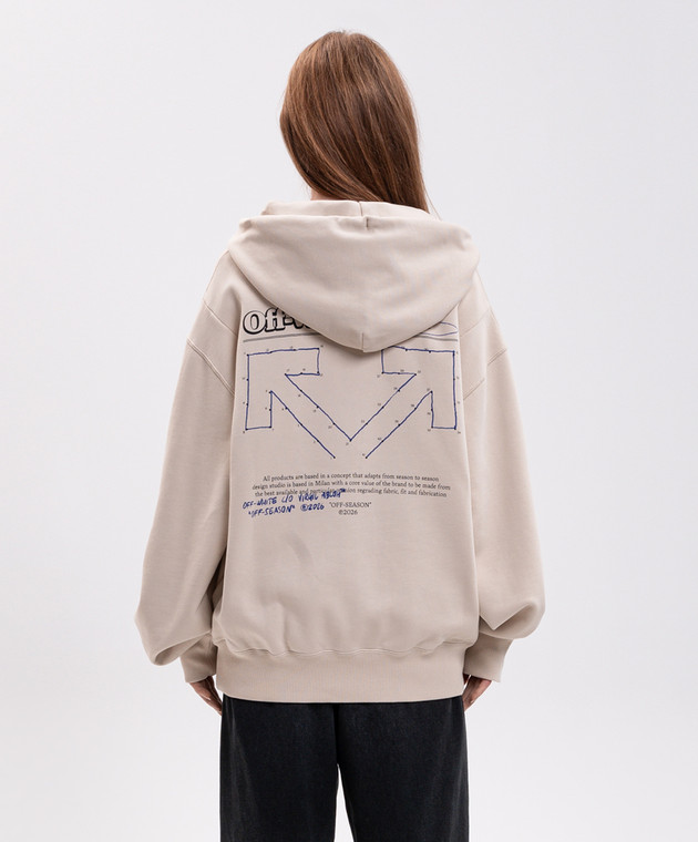 Off-White Бежево худи с брендовым принтом 29E00752T изображение 4