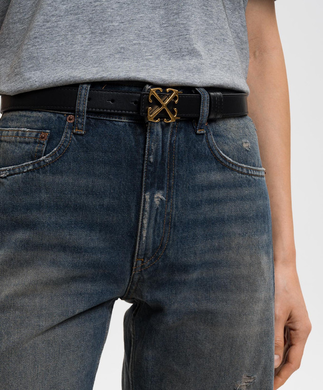 Off-White Чорний шкіряний ремінь Arrow OWRB13AC99LEA001 зображення 2