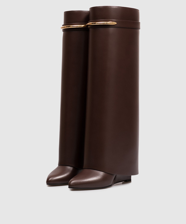 Givenchy Коричневые кожаные сапоги Shark Pinch BE703XE1J7 изображение 2