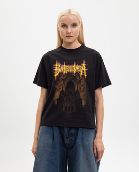 Balenciaga Черная футболка Sacré Cœur прямого кроя 850990TUVE4