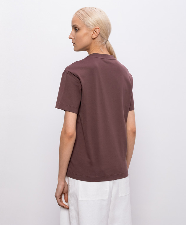 Brunello Cucinelli Футболка кольору марсала MPT81EC710 зображення 4