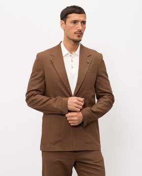 Officina 36 Коричневий піджак з льоном 0157800569