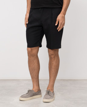 Stefano Ricci Чорні шорти з льону та вовни M1T6100300WL003L