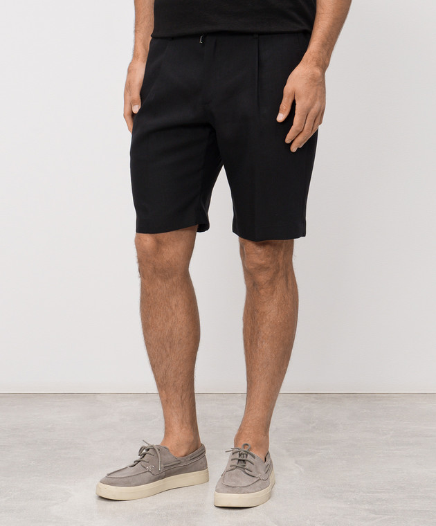 Stefano Ricci Черные шорты из льна и шерсти M1T6100300WL003L изображение 3