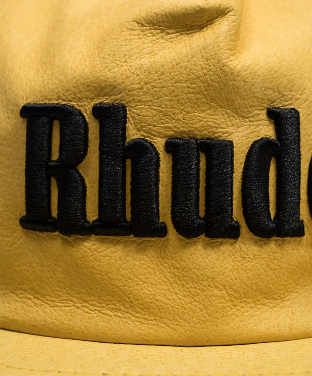 Rhude Жовта шкіряна кепка з вишивкою логотипа RHFW26HA01741 зображення 4