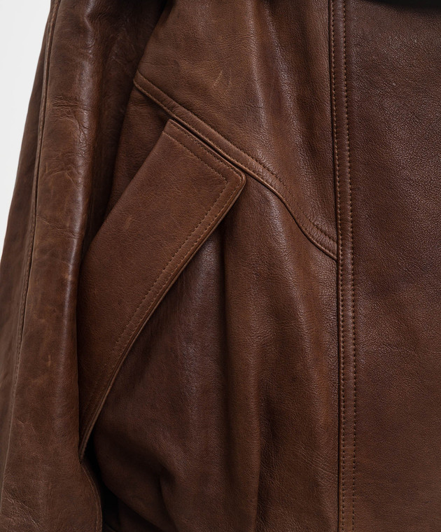 Balmain Коричневая кожаная куртка GF0TD230LE37 изображение 5