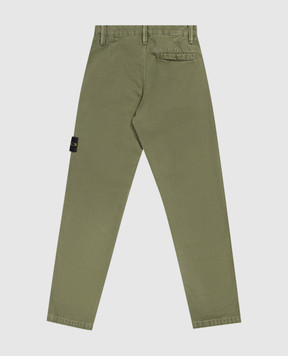 Stone Island Дитячі штани кольору хакі з патчем логотипа L2S163100002S010414