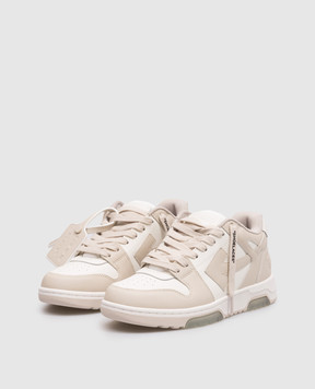 Off-White Бежеві шкіряні кросівки Out Of Office OWIA259C99LEA006