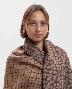 Twinset Коричневый двусторонний шарф в узор 262TA4300